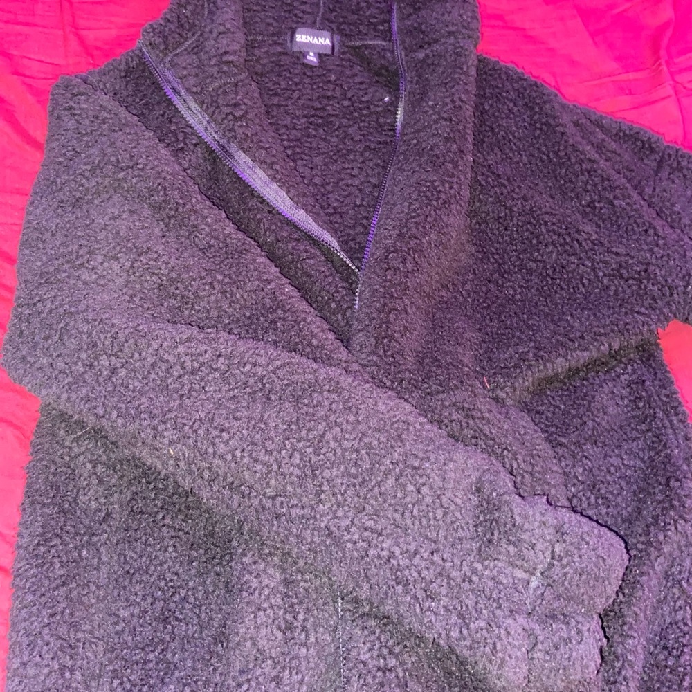 Oversized furry coat.